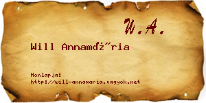 Will Annamária névjegykártya